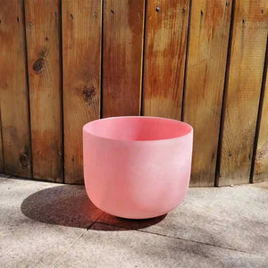 6-12inch, 7 Solid Pink Crystal Singing Bowls Set + 2 FREE Carrying Cases