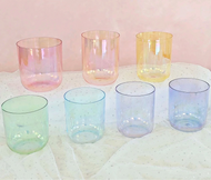 7pcs Crystal Clear Alchemy Crystal Singing Bowl Set + 2 FREE Carrying Cases