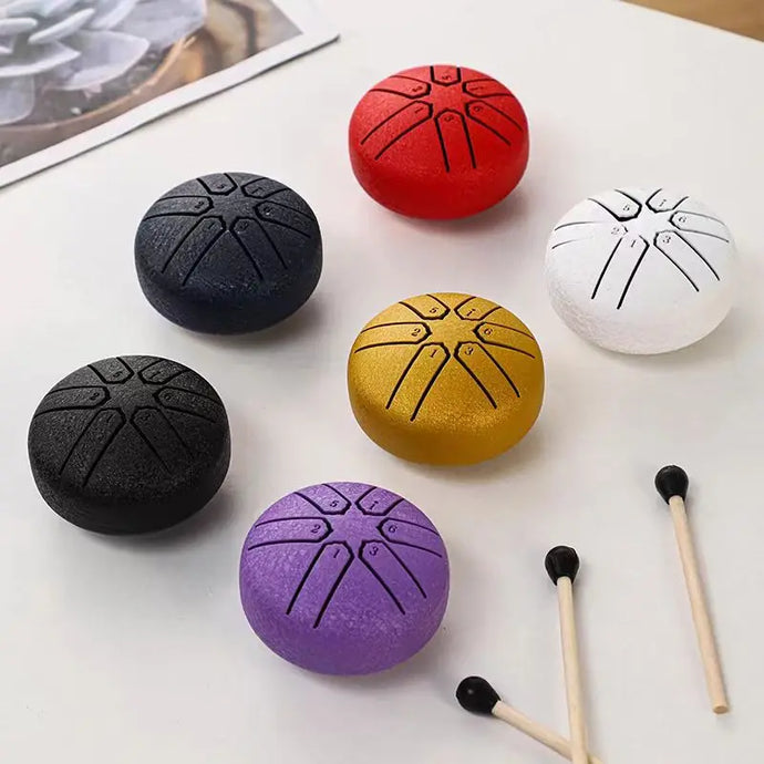 Curve Design 3inch, 6-tone Mini Steel Tongue Drum + FREE Mallet