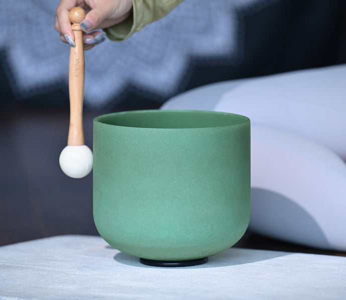 8 Inch Emerald Gemstone Fusion Crystal Singing Bowl + FREE Mallet and O-ring