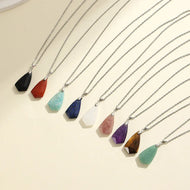 Natural Stone Geometric Pendant Necklace/ Crystal Pendulum