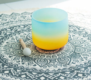 7 Inch Fresh Green Yellow Quartz Crystal Singing Bowl + FREE Mallet, O-ring & Carrying Bag