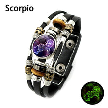 Load image into Gallery viewer, Luminous 12 Zodiac Signs Charm Bracelet