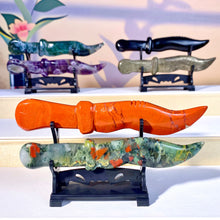 Load image into Gallery viewer, Random 2PCS Natural Crystal Carved Dagger Knife Healing Gemstone Set with Stand