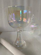 Load image into Gallery viewer, 5.5inch 432hz, 4th Octave, E Note,  Solar Plexus Chakra Cosmic Rainbow Clear Crystal Singing Chalice + FREE Mallet