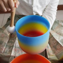 Load image into Gallery viewer, 8 Inch Rainbow Ombre Colored Quartz Crystal Singing Bowl with free mallet - 1pc only