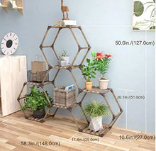 Load image into Gallery viewer, Hexagonal 7 Tier Wooden Multi-layered Instrument Display Shelf