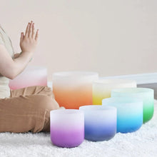 Load image into Gallery viewer, Wholesale -  7 Chakra Quartz Crystal Singing Bowl Set - Gradient Chakra Color (3 pack)