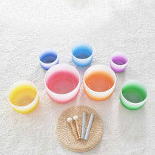 Load image into Gallery viewer, Wholesale -  7 Chakra Quartz Crystal Singing Bowl Set - Gradient Chakra Color (3 pack)