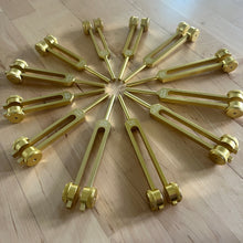 Load image into Gallery viewer, 13 Weighted Planetary Tuning Forks with Velvet Pouch and Mallet (BONUS Chiron Fork)