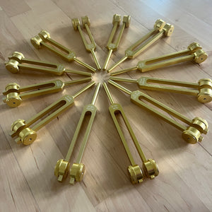 13 Weighted Planetary Tuning Forks with Velvet Pouch and Mallet (BONUS Chiron Fork)