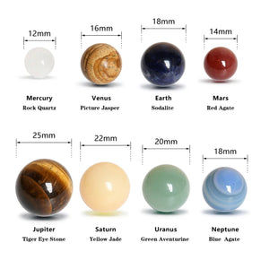 8 Planets of The Solar System Crystals + Necklace (add on to astrology course purchase)