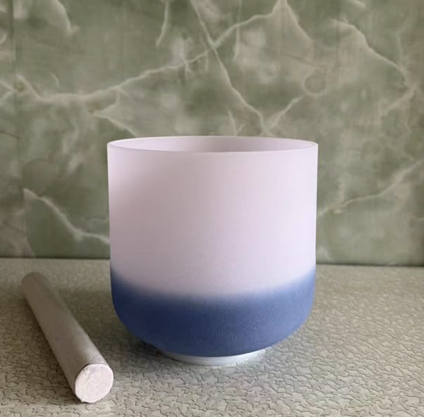7 inch 432Hz Morganite & Sapphire Fusion Crystal Singing Bowl – Crown Chakra (B Note) + FREE Suede Striker & O-Ring