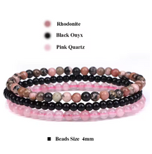 Load image into Gallery viewer, 3pcs/set 4mm Natural Stone Beads Bracelets