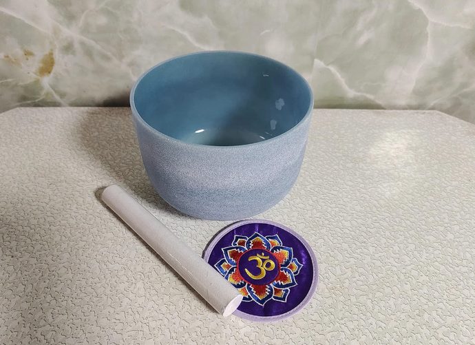 8 inch Sapphire Fusion Crystal Singing Bowl – Heart Chakra (F Note) + FREE  Mallet and O-ring