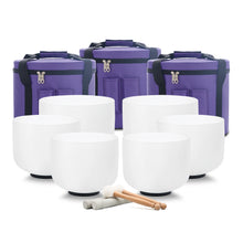 Load image into Gallery viewer, Solfeggio Crystal Singing Bowl Set + FREE Bags, Mallets and O-rings