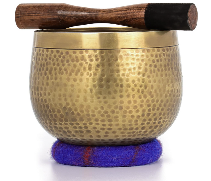 5 inch Hand-Hammered Tibetan Rin Gong Singing Bowl Set + FREE Mallet and O-ring