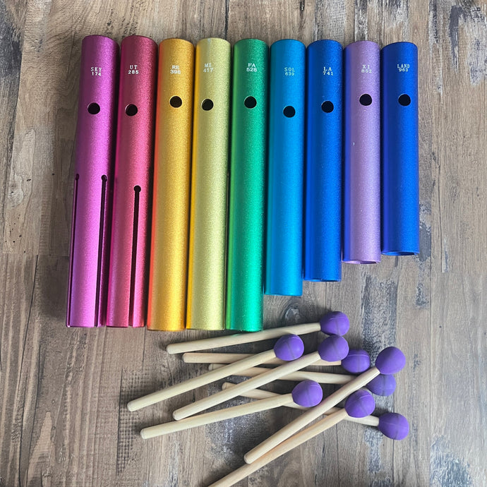 9 Solfeggio Wah-Wah Tubes and Mallets