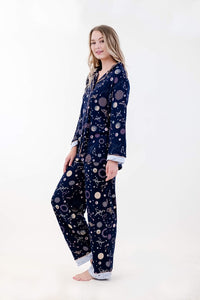 Navy Polygonal Long Pajama Set - 2 Piece