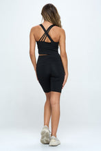 Load image into Gallery viewer, Print Crisscross  Sports Bra and Biker Shorts set