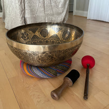 Load image into Gallery viewer, 18 inch Standing Foot Tibetan Singing Bowl with FREE Bag, Cushion and Mallet