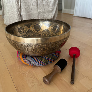 18 inch Standing Foot Tibetan Singing Bowl with FREE Bag, Cushion and Mallet