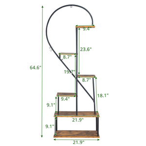 6 Tiered Heart Shaped Iron Wood Stand Shelf