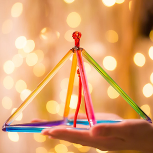 6 inch Rainbow Crystal Singing Pyramid + FREE Case and Mallet