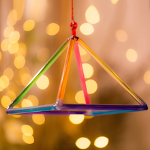 Load image into Gallery viewer, 6 inch Rainbow Crystal Singing Pyramid + FREE Case and Mallet