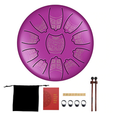 Load image into Gallery viewer, 6 inch Patterned 11 Tone Steel Tongue Drum with FREE Bag