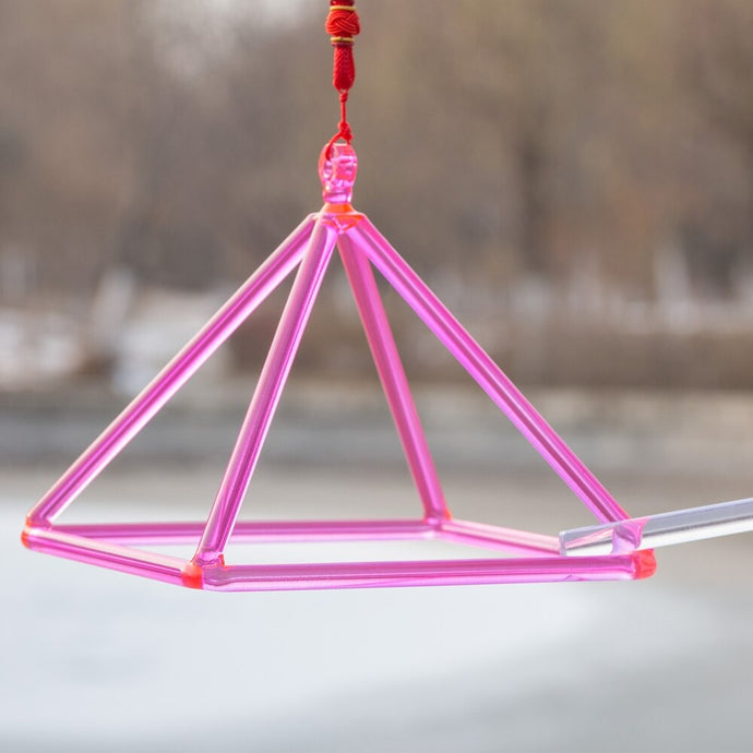 Pink Crystal Singing Pyramid - 7, 8, 9, or 10 inch with FREE Bag