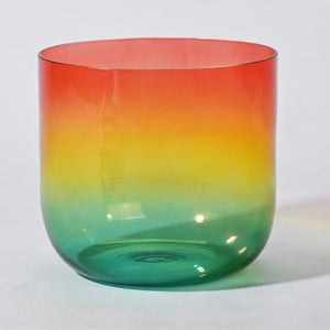 Clear Crystal Singing Bowls - Set of 7 Rainbow Colored