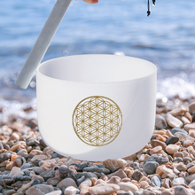 Load image into Gallery viewer, 7 Flower of Life White Quartz Crystal Singing Bowl  + 2 FREE Carrying Cases