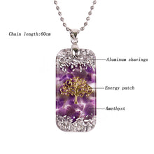 Load image into Gallery viewer, Natural Amethystine Orgonite Pendant, Tree of Life Energy Necklace