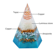 Load image into Gallery viewer, Luminous Orgone Gemstone Chakra Pyramid