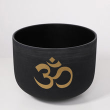 Load image into Gallery viewer, 6-12 Inch 7pcs Double Black OM Design Frosted Quartz Crystal Singing Bowl Set with FREE Carry Bags