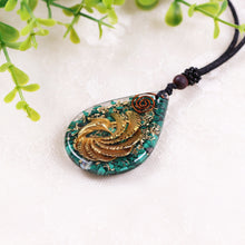 Load image into Gallery viewer, Malachite Orgonite Pendant, Phoenix Necklace
