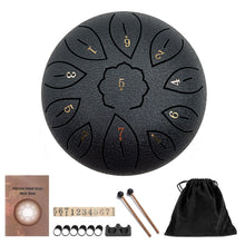 Load image into Gallery viewer, 6 inch Lotus Design 11 Tone Steel Tongue Drum with FREE Bag