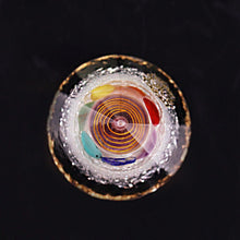 Load image into Gallery viewer, Orgonite Pyramid, Amethystine Point in Gold Circle with Colourful Stone And Obsidian Natural Crystal, EMF Protection