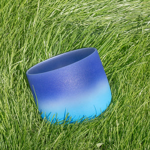 8 Inch G Note Bicolor Blue Colored Quartz Crystal Singing Bowl + FREE Mallet and O-ring
