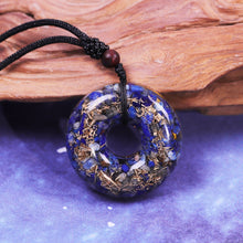 Load image into Gallery viewer, Orgone Lapis Lazuli Energy Necklace, Doughnut Pendant