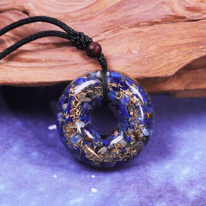 Orgone Lapis Lazuli Energy Necklace, Doughnut Pendant