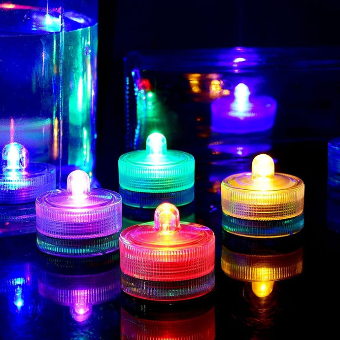 12 Piece Submersible LED Lights Waterproof Underwater Tea Candle Lights