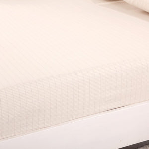 3 In 1 Cotton Mattress Bedding Set with Fitted Sheet and Pillow Cases, Silver EFM Protection