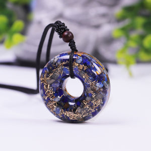 Orgone Lapis Lazuli Energy Necklace, Doughnut Pendant