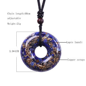 Orgone Lapis Lazuli Energy Necklace, Doughnut Pendant
