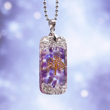Load image into Gallery viewer, Natural Amethystine Orgonite Pendant, Tree of Life Energy Necklace