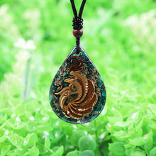 Load image into Gallery viewer, Malachite Orgonite Pendant, Phoenix Necklace