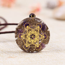 Load image into Gallery viewer, Orgonite Metatron Cube Resin, Cosmic Energy Center Sign Pendant Necklace