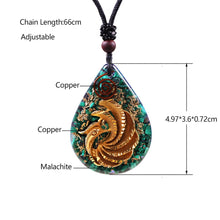 Load image into Gallery viewer, Malachite Orgonite Pendant, Phoenix Necklace